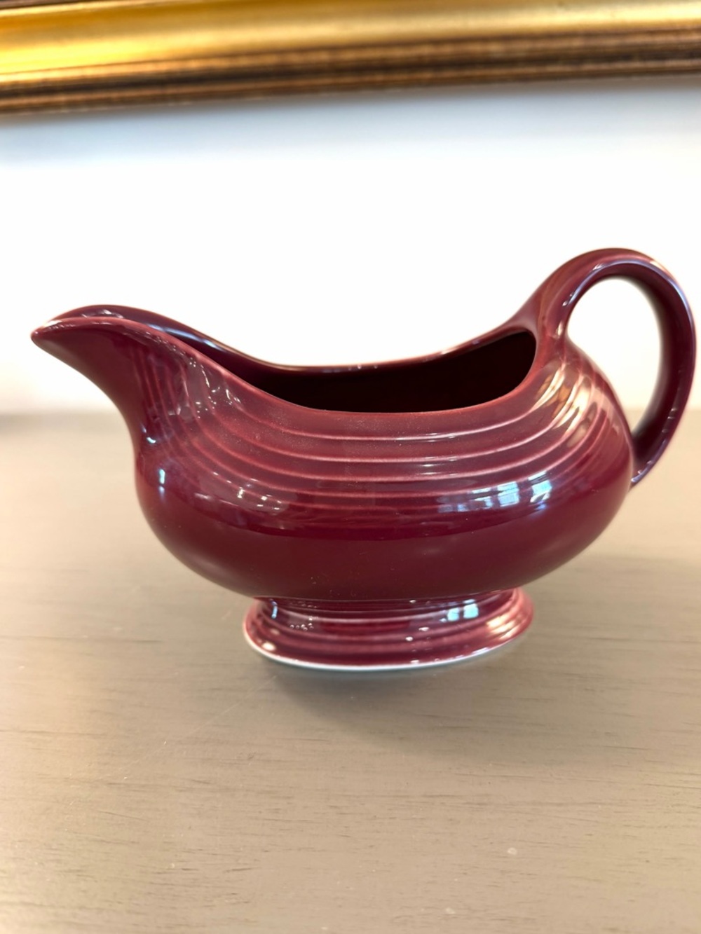 Homer Laughlin Fiesta Ware Gravy Boat Cinnabar Red Retired Color Sauce Server